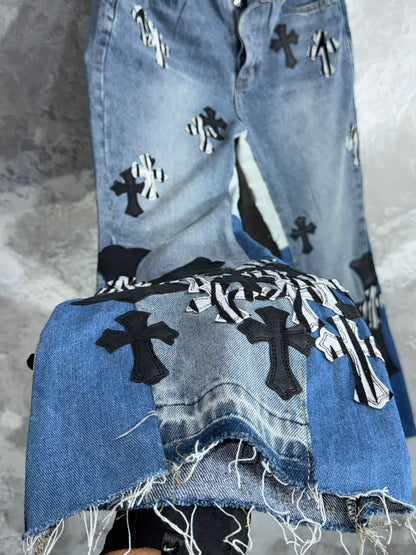 PANTALON FLARE JEANS GALLERY CHROME HEART